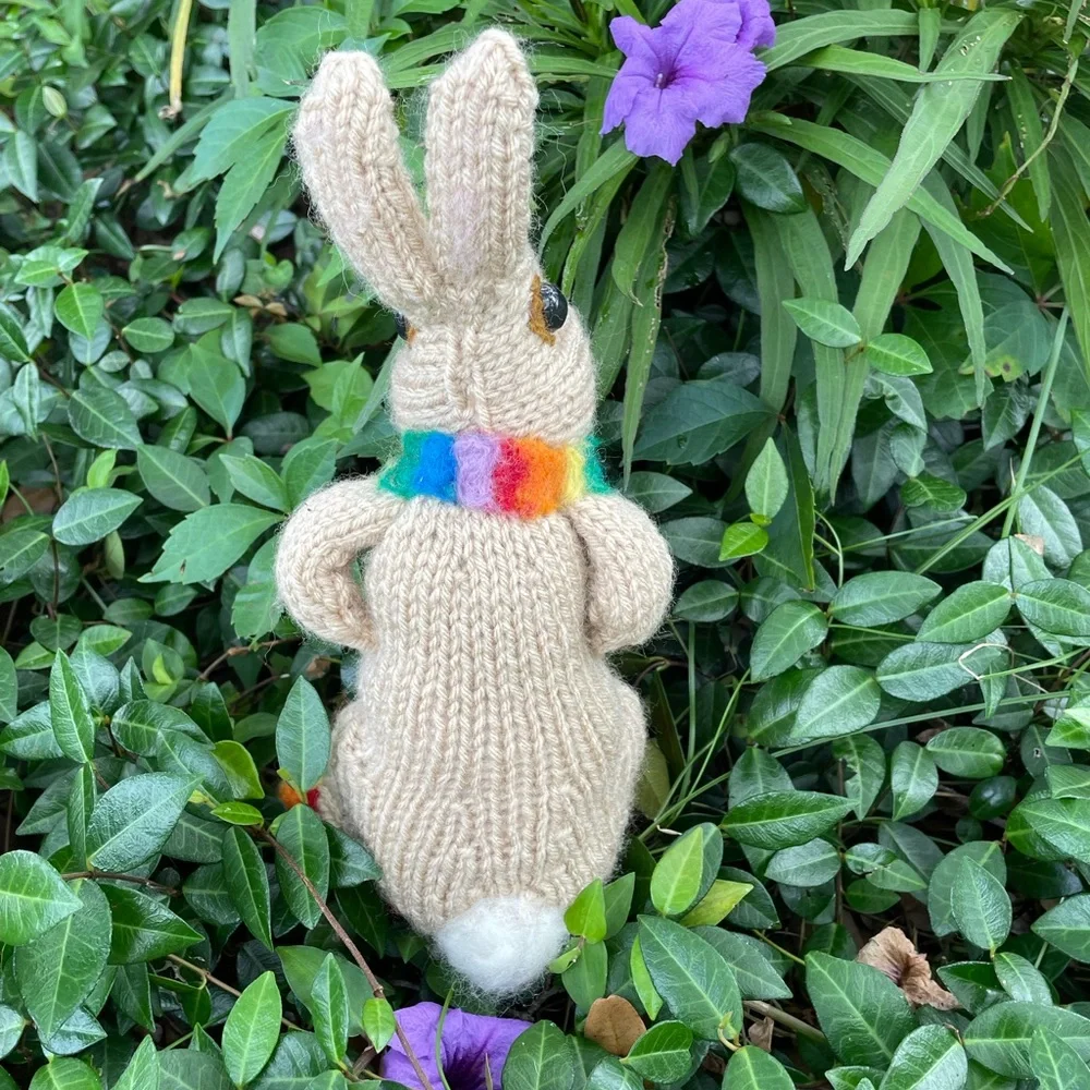 Hand crafted knit and needle felted rainbow pride love is love bunny artisan - Picture 15 of 16
